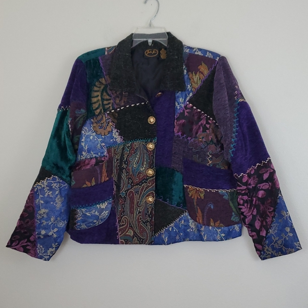Julia Ku Tapestry Patchwork Embroidered Jacket XL
